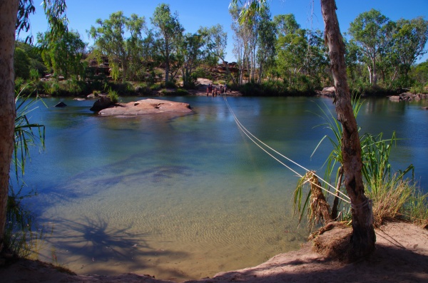 Manning Gorge River crossing on the way - Boat to get you across.
