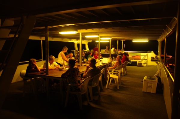 Derby Horizontal Falls tour - Night on the Boat.
